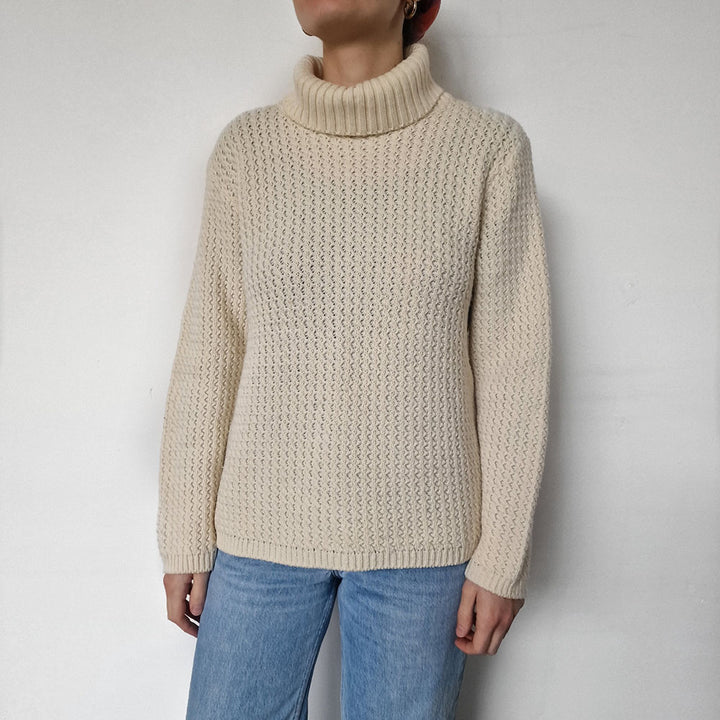 Cream Wool Roll Neck Jumper - UK 8-10