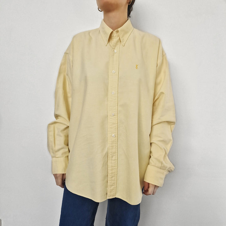 YSL Pale Yellow Cotton Oversized Shirt - UK 8-14