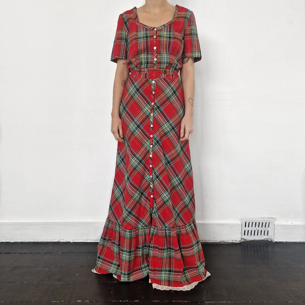 Betty Barclay Red Check Maxi Dress - UK 10