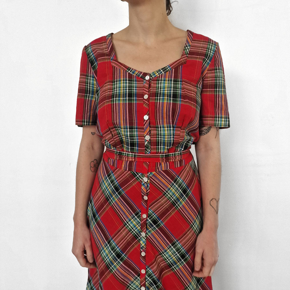 Betty Barclay Red Check Maxi Dress - UK 10