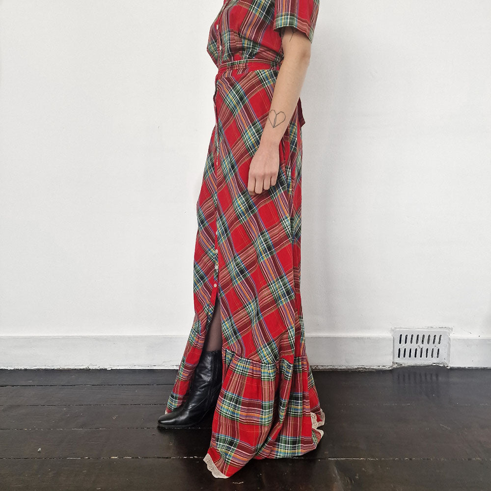 Betty Barclay Red Check Maxi Dress - UK 10