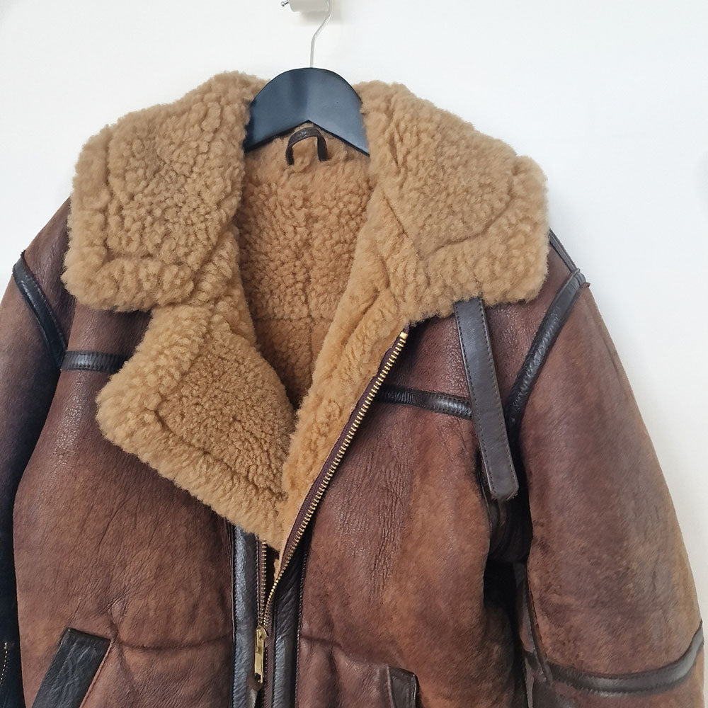 Brown Real Leather Shearling Aviator - UK 8-12