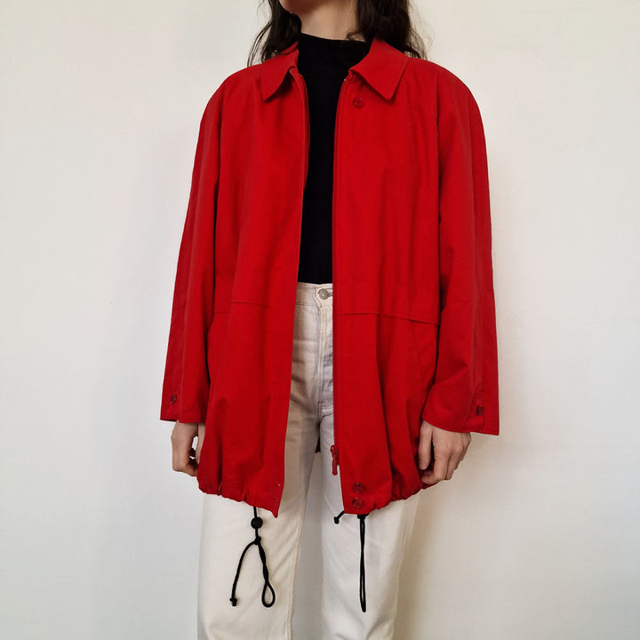 Burberry Red Cotton Bomber Jacket - UK 12-14