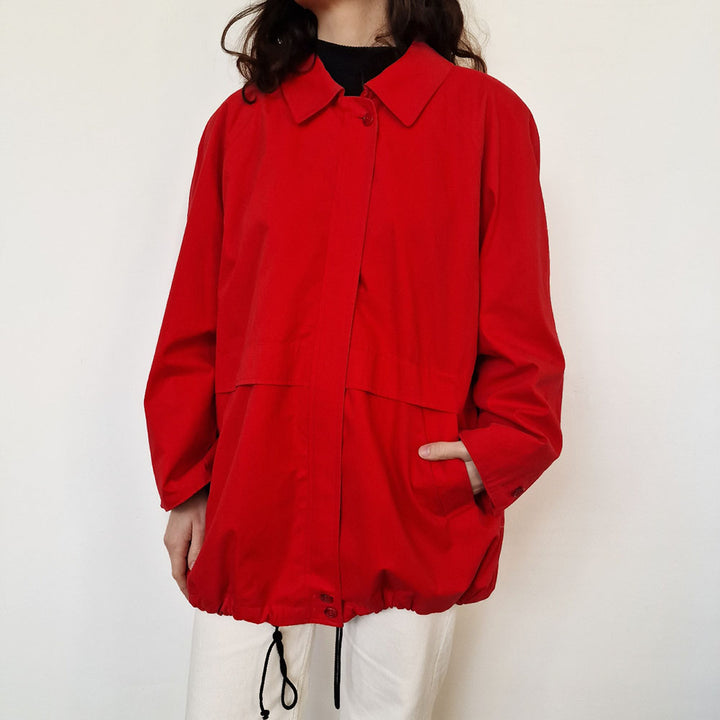 Burberry Red Cotton Bomber Jacket - UK 12-14