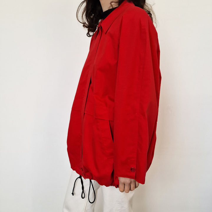 Burberry Red Cotton Bomber Jacket - UK 12-14