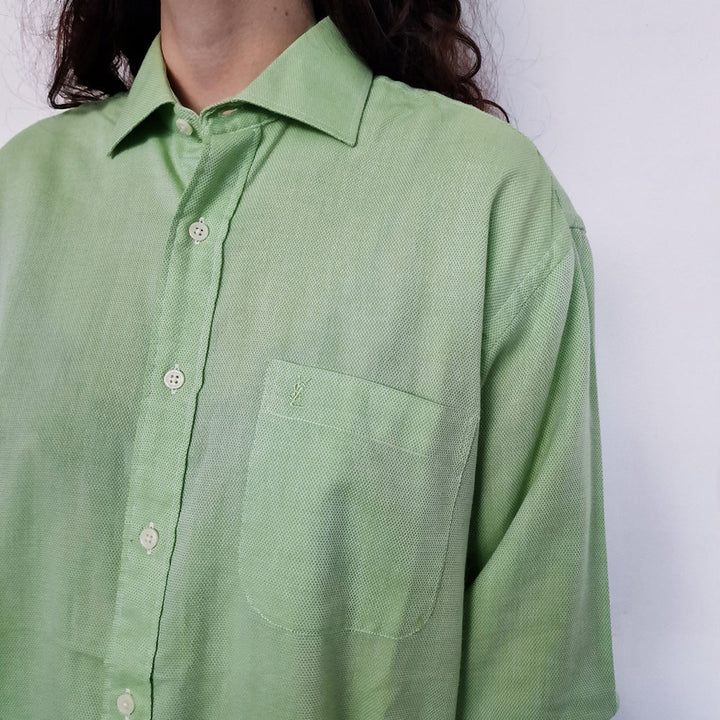 YSL Cotton Blend Green Oversized Shirt - UK 10-14