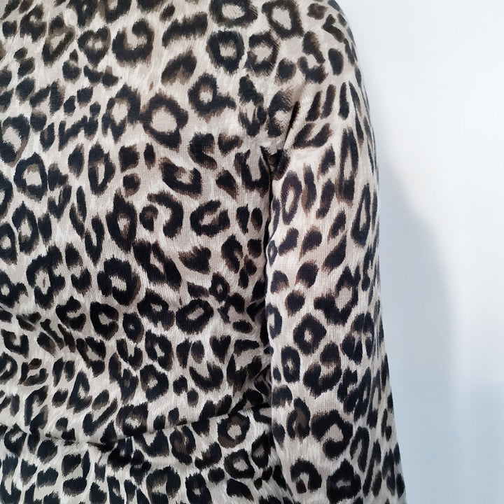 Max Mara Leopard Print Silk & Cotton Cardigan - UK 8