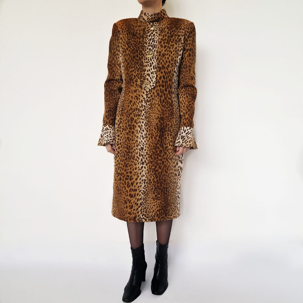 Valentino Leopard Print Wool Dress - UK 10-12