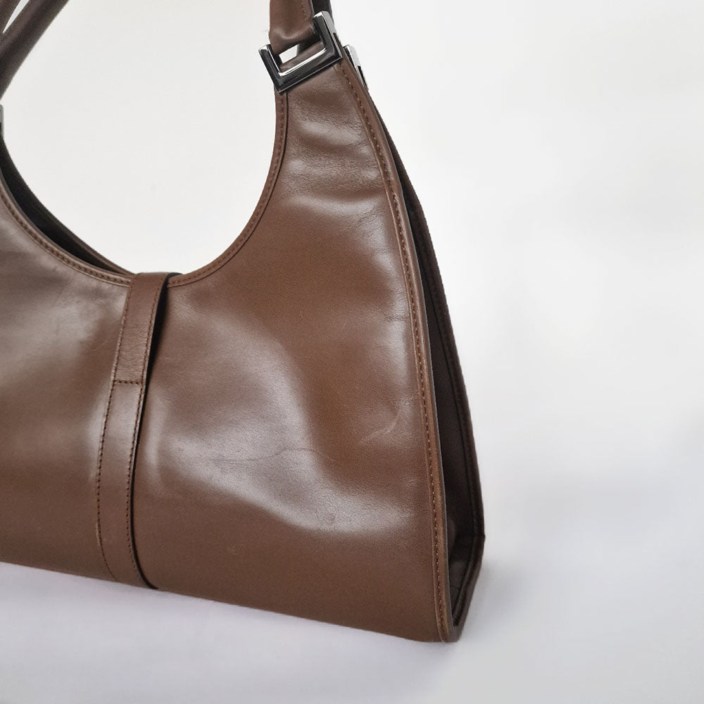 Gucci Jackie Brown Leather Shoulder Handbag
