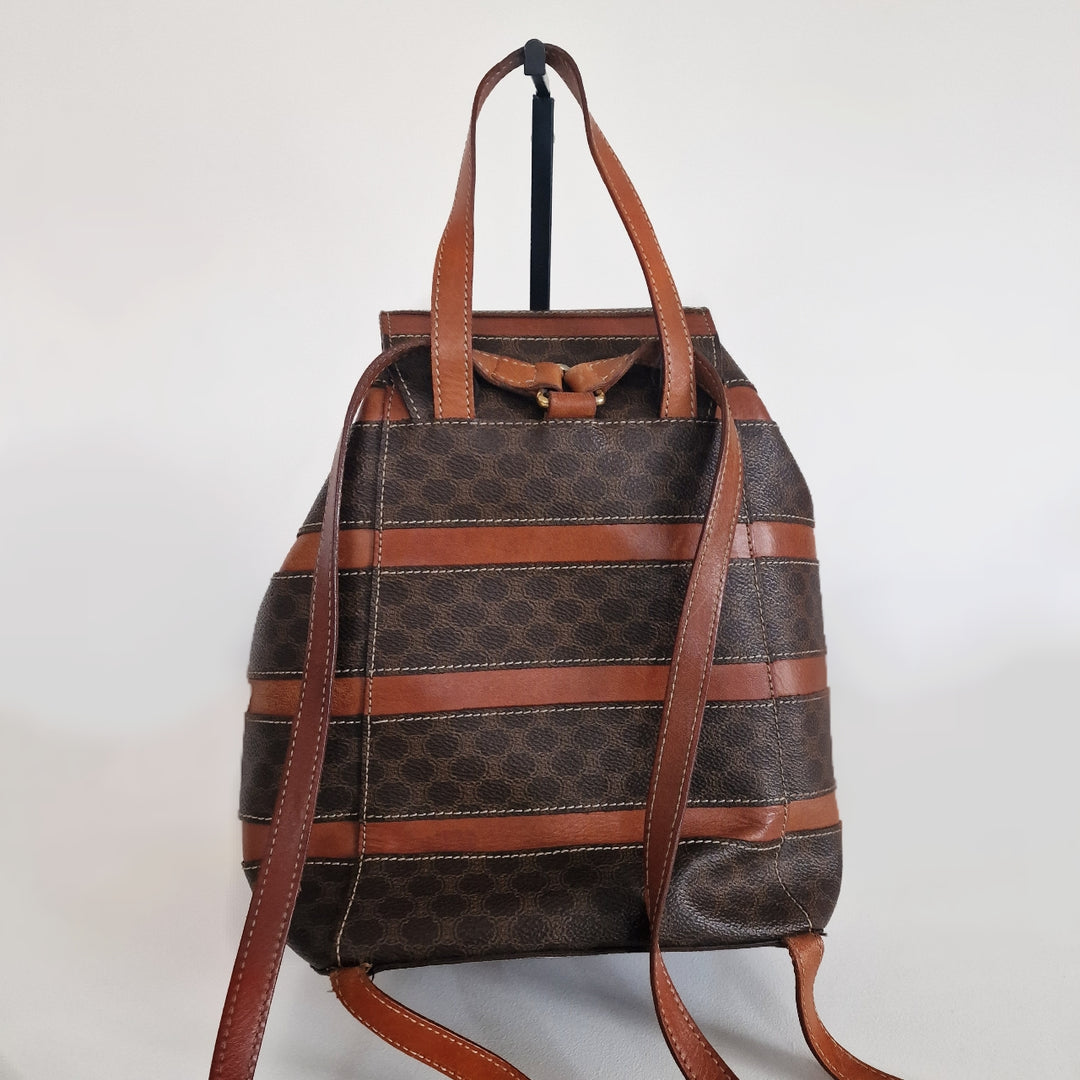 Celine Vintage Real Leather Macadam striped backpack