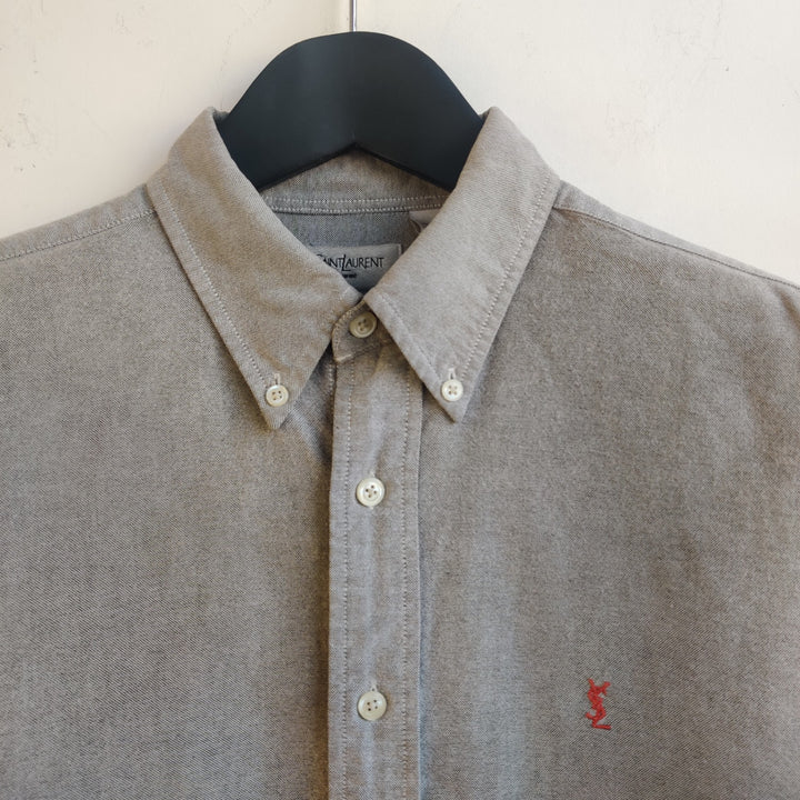 YSL Twill Soft Grey Cotton Shirt - M
