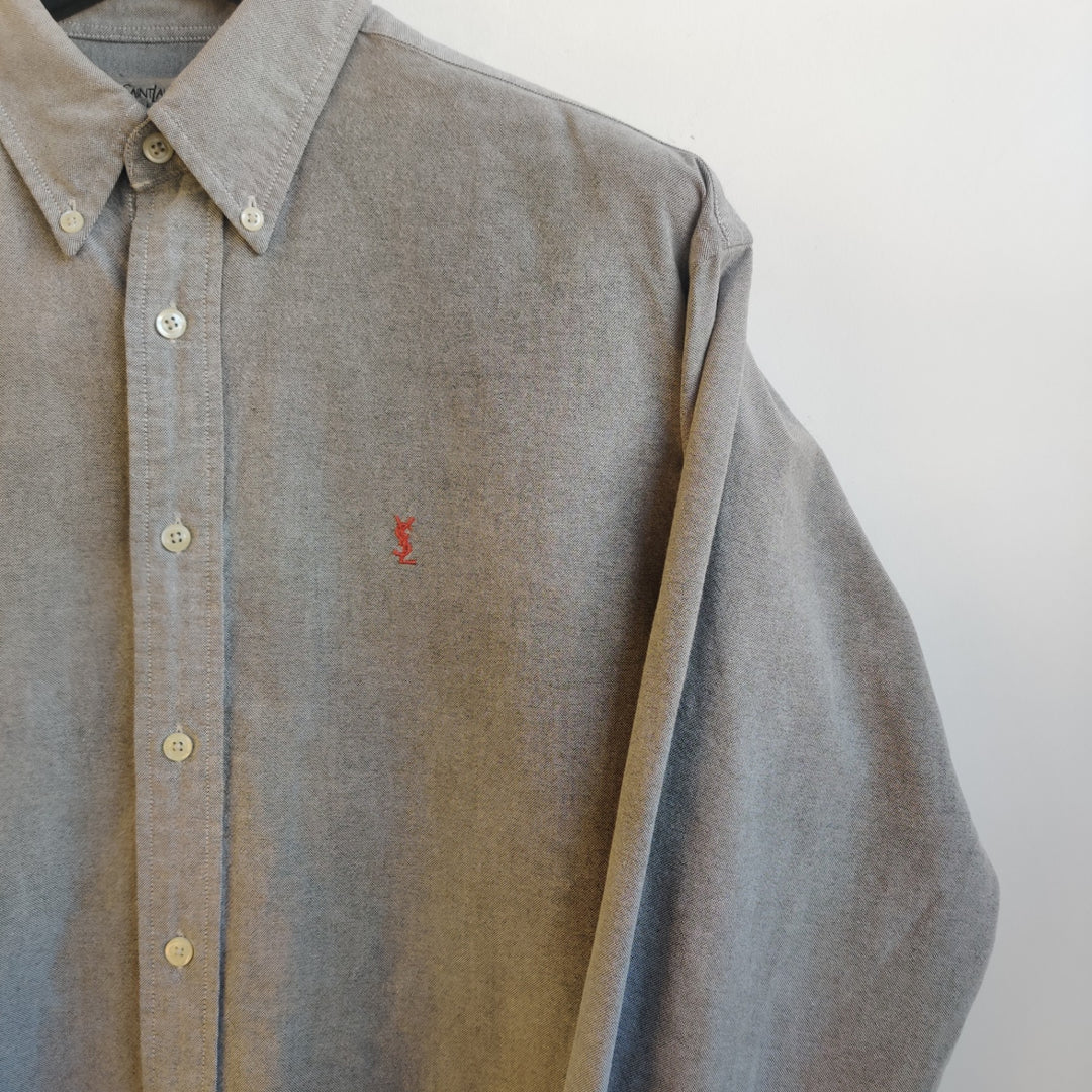 YSL Twill Soft Grey Cotton Shirt - M