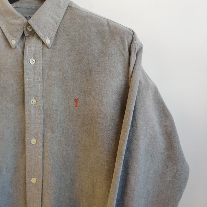 YSL Twill Soft Grey Cotton Shirt - M