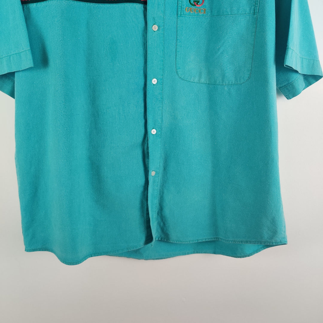 Gucci Turquoise Cotton Short Sleeve Shirt - L