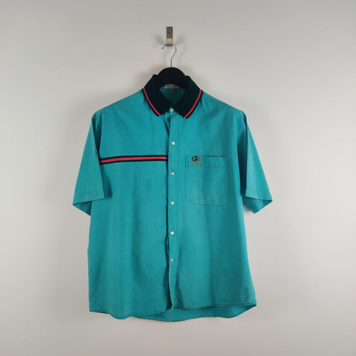 Gucci Turquoise Cotton Short Sleeve Shirt - L