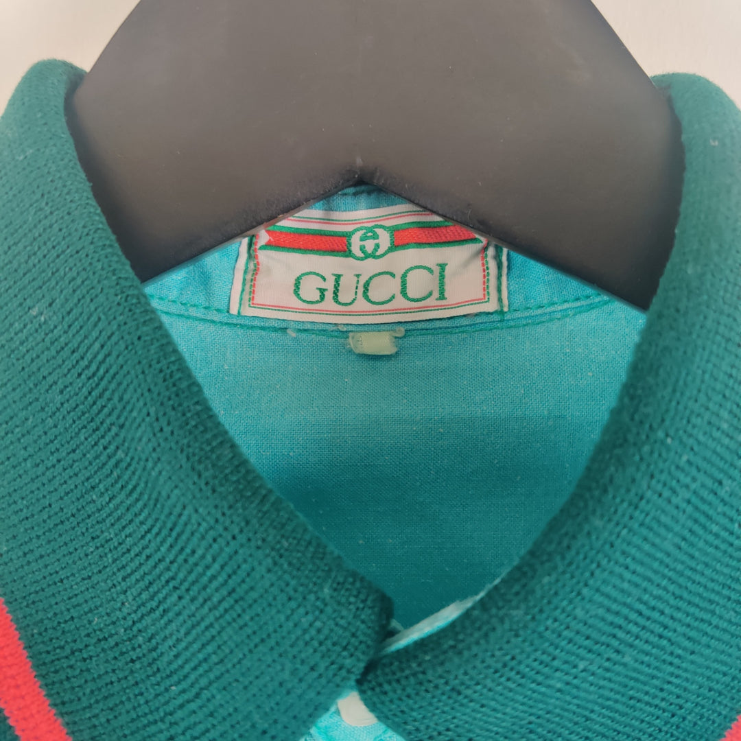 Gucci Turquoise Cotton Short Sleeve Shirt - L