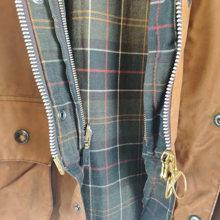 Barbour Moorland Burnt Orange Waxed Re-work Jacket - M
