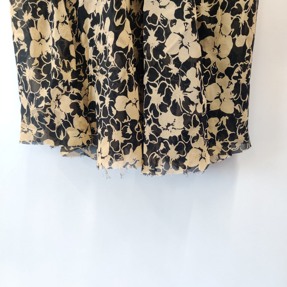 Vintage Beige and Black Silk Maxi Dress - 10