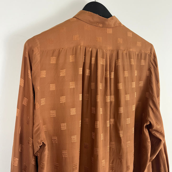 Rust Brown Silk Long-Sleeve Shirt - L