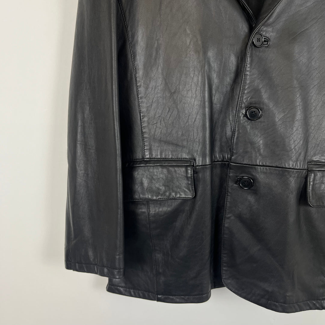 Vera Pelle black leather button jacket - XL