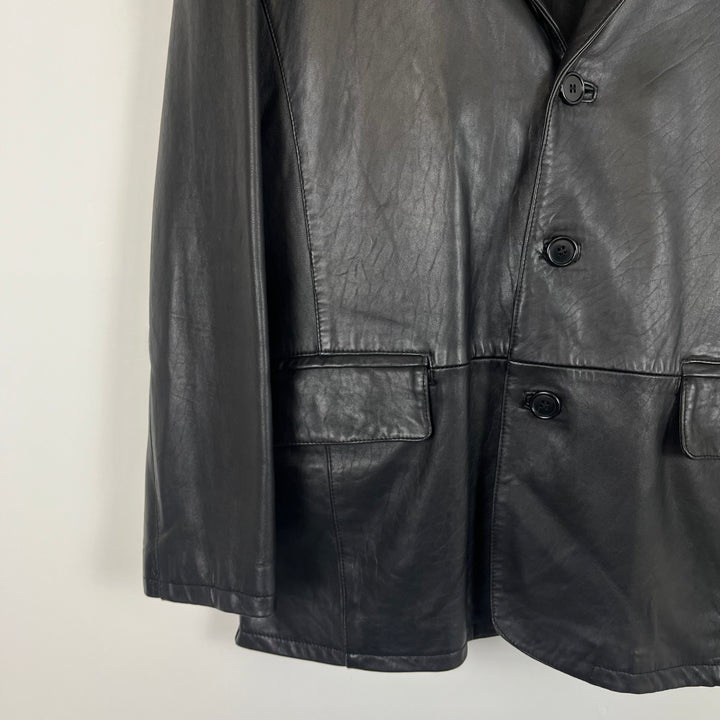 Vera Pelle black leather button jacket - XL
