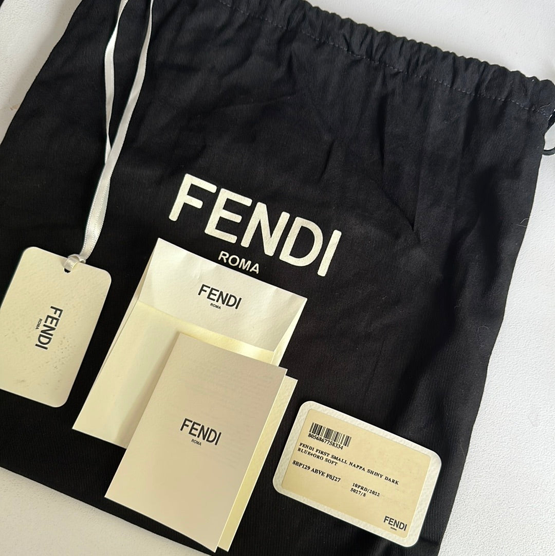 Fendi First Small leather navy clutch bag