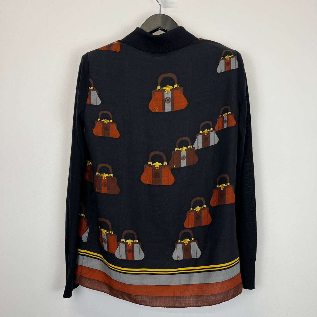 Printed Wool silk blouse - M