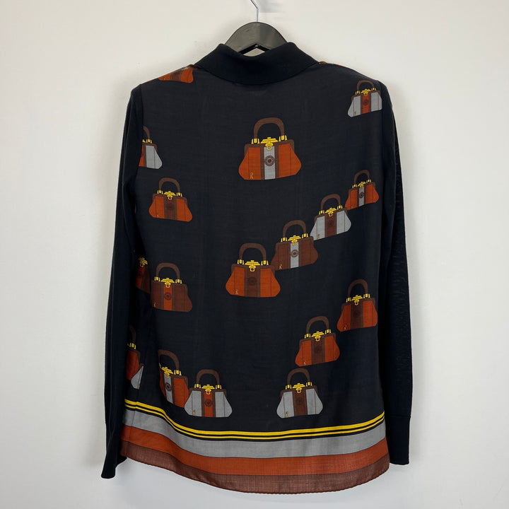 Printed Wool silk blouse - M
