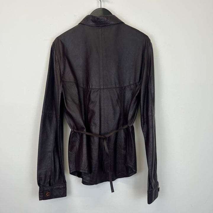 Brown leather shirt - M