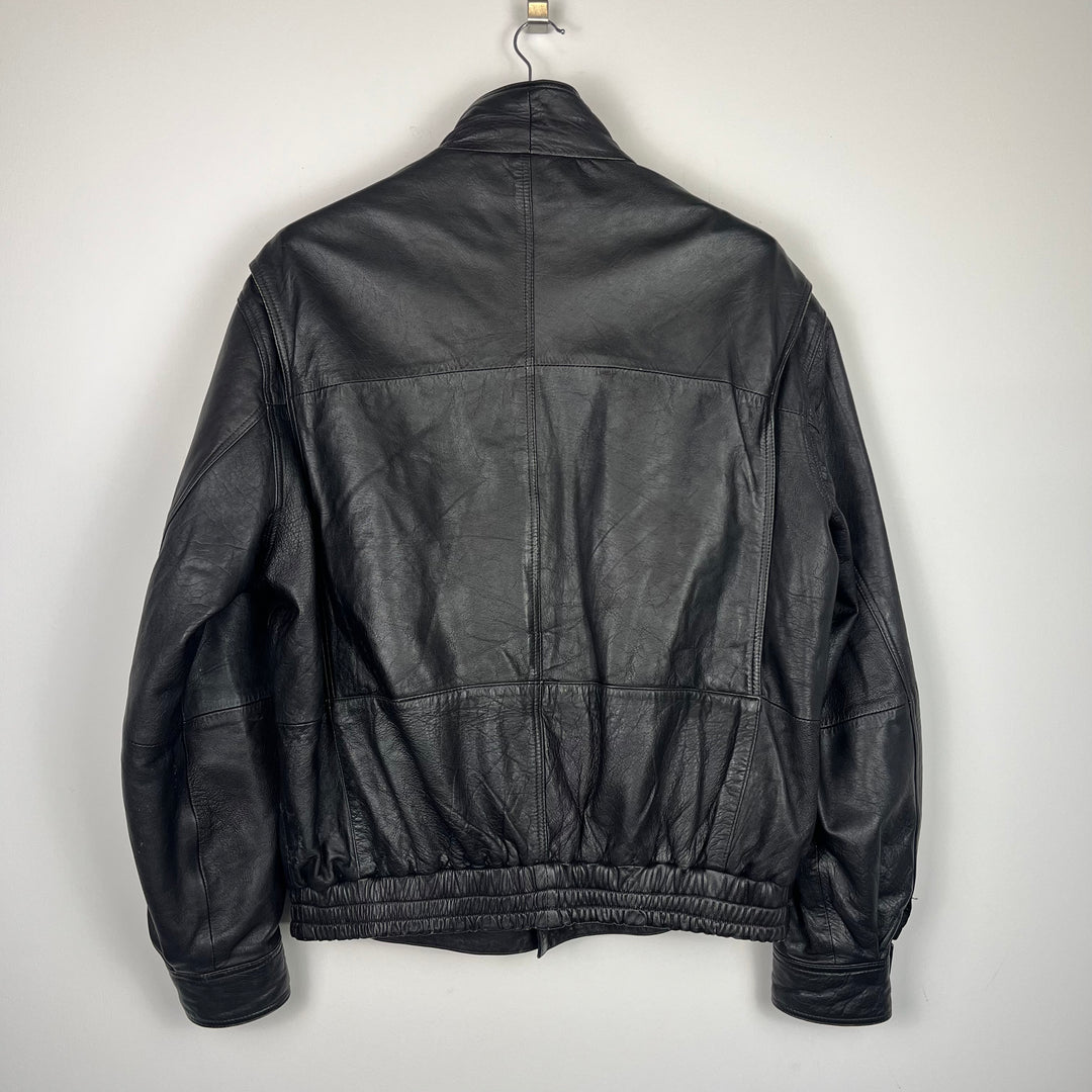 Premium Black Leather Jacket - L
