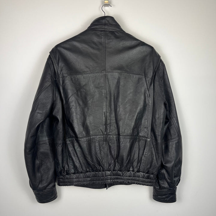 Premium Black Leather Jacket - L