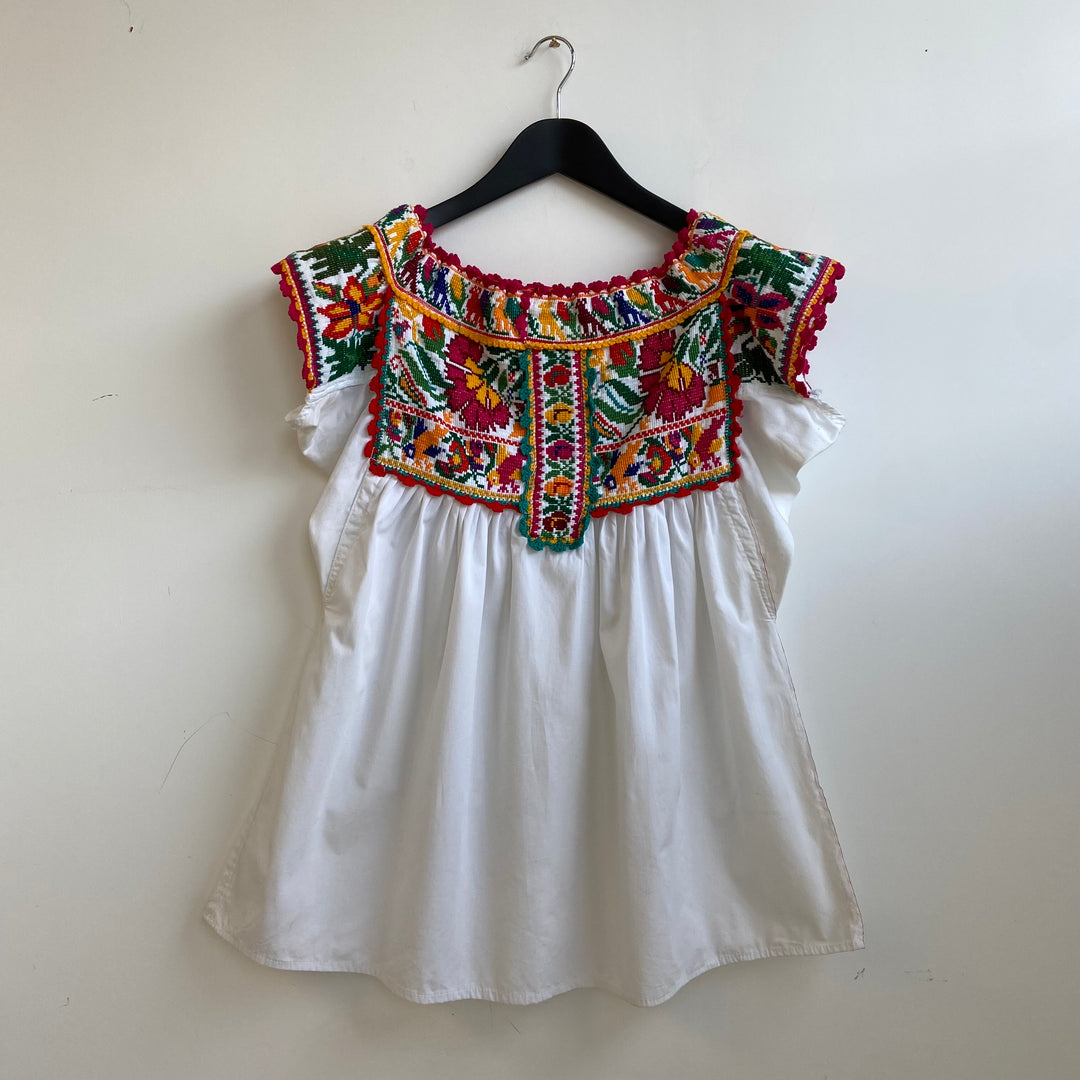White Cotton embroidered Austrian blouse - M