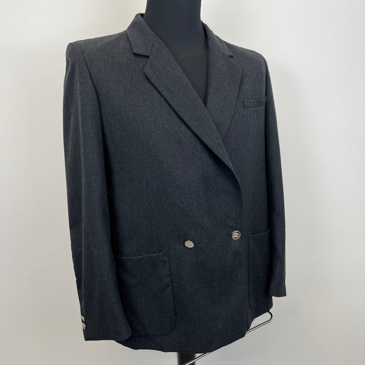 Burberry Grey Double Breasted Wool Blazer - M