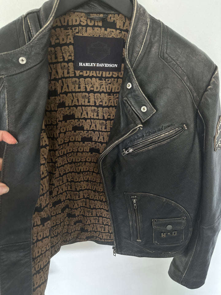 Harley Davidson real leather distressed biker jacket - L