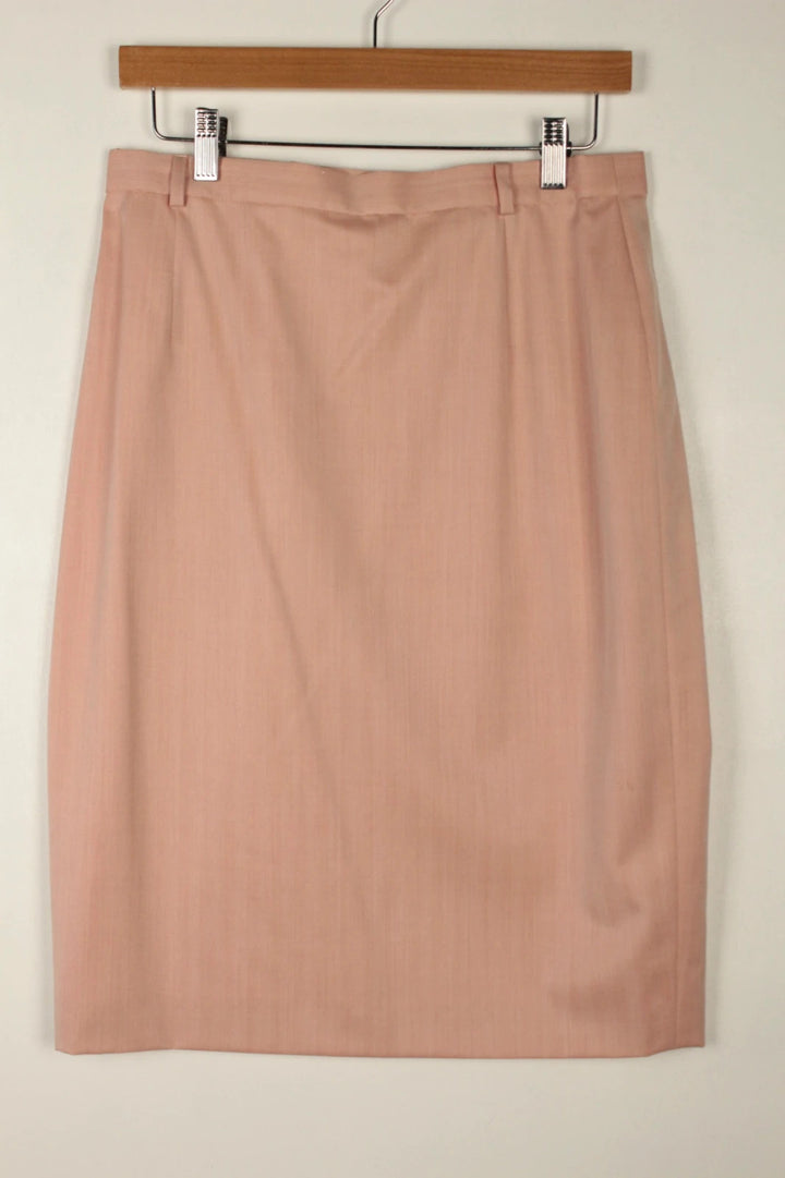 Escada pink pencil skirt 100% pure wool high-waisted tailored design Italy.