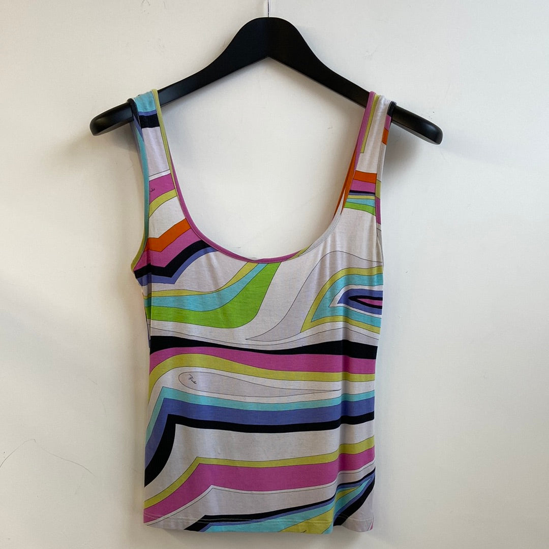 Emilio Pucci Firenze swirl stripe print vest top - M