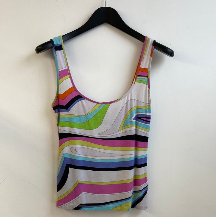 Emilio Pucci Firenze swirl stripe print vest top - M
