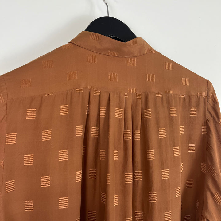 Rust Brown Silk Long-Sleeve Shirt - L