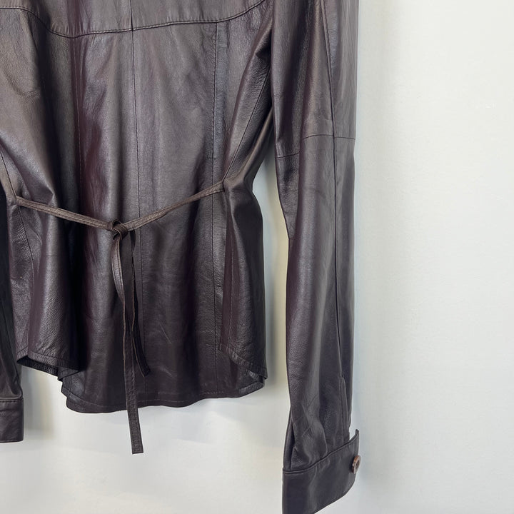 Brown leather shirt - M
