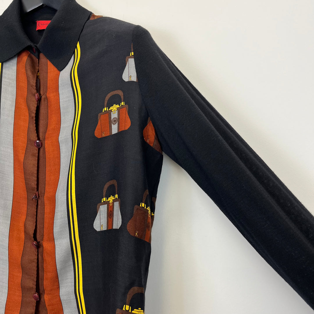 Printed Wool silk blouse - M