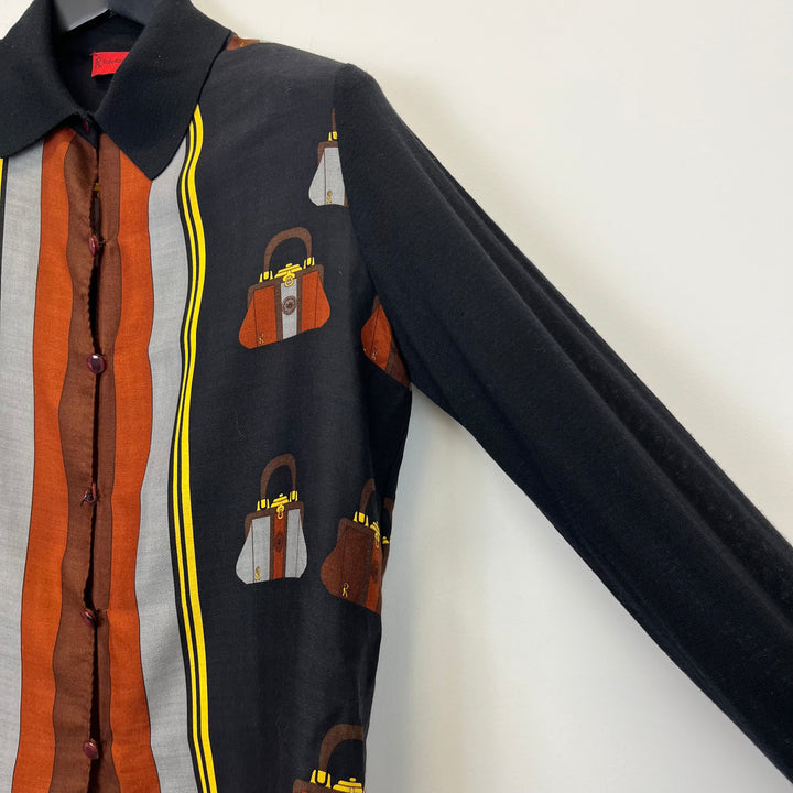 Printed Wool silk blouse - M