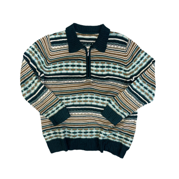 Vintage 80s green knitted polo - M