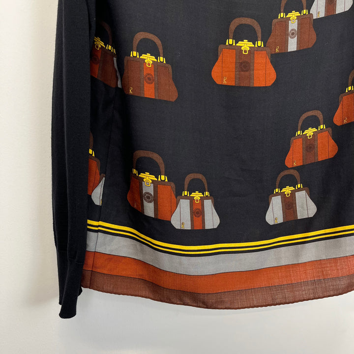 Printed Wool silk blouse - M