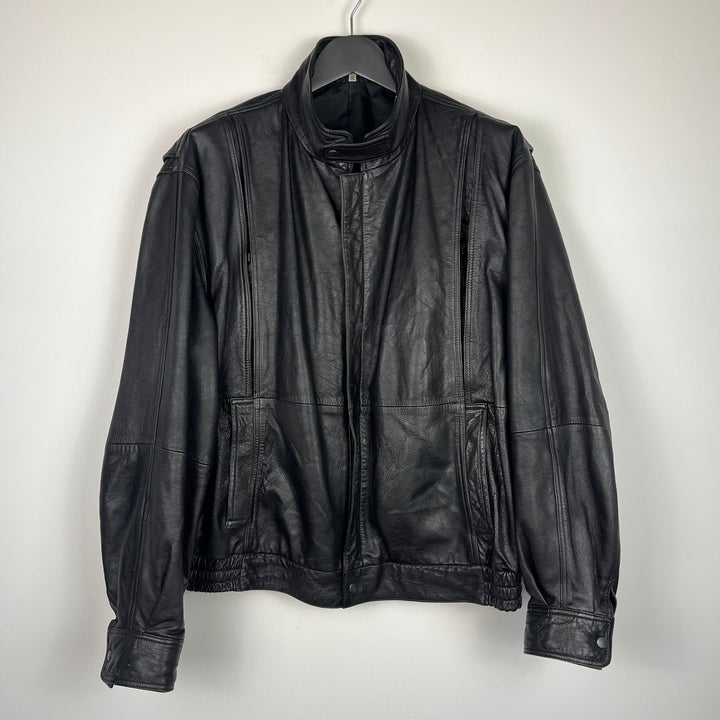 Premium Black Leather Jacket - L