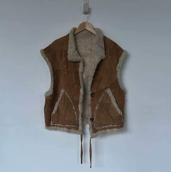 Real Shearling  and suede Oversized Gilet