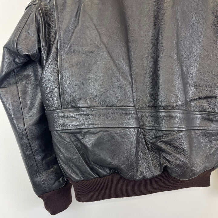 Premium Black Aviator leather jacket - XL