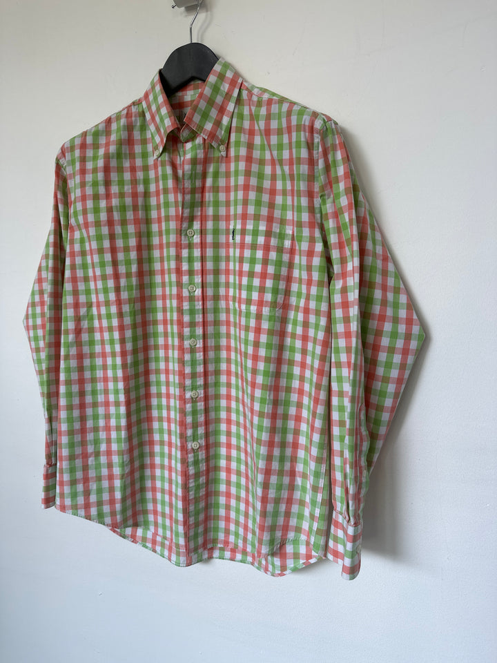 YSL Pink and Green Check cotton shirt - M