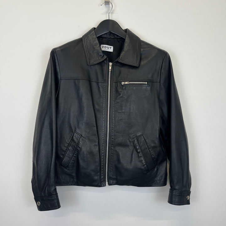 Premium Black leather Jacket - M