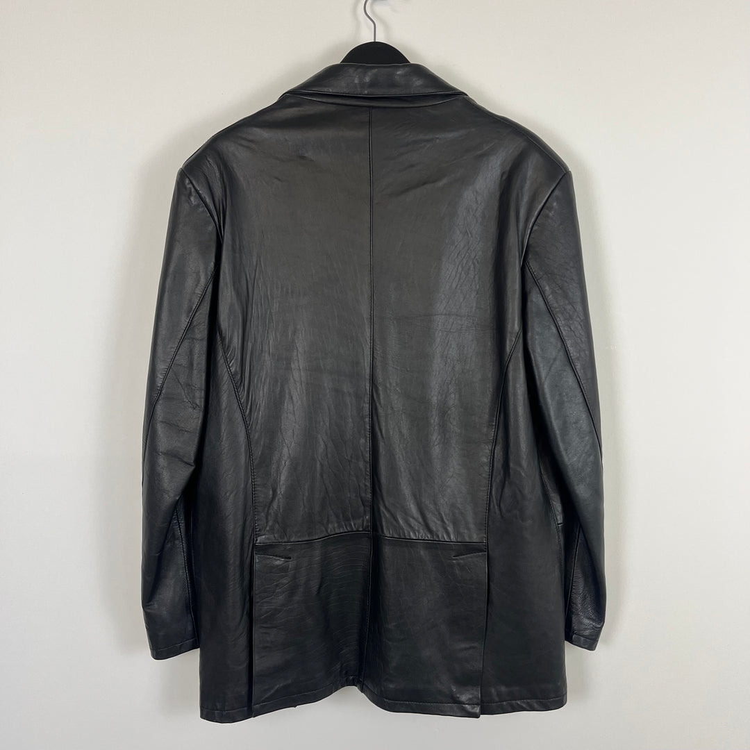 Vera Pelle black leather button jacket - XL