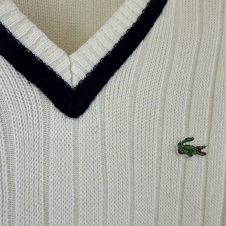 Lacoste vintage 80s white preppy knitted Tank - L